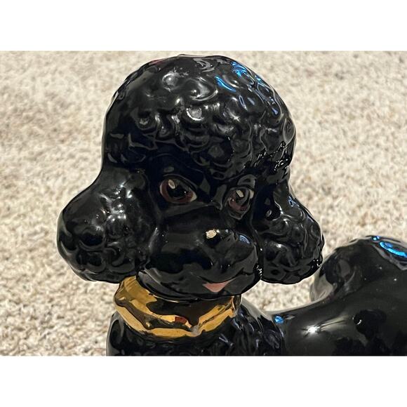Black Poodle Ceramic Gold Gilt Vtg MCM Atlantic Mold - Picture 5 of 15